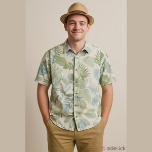 Tommy Bahama Tropical Leaf Print Short Sleeve Shirt Silk Linen Blend Mens Xl Nee